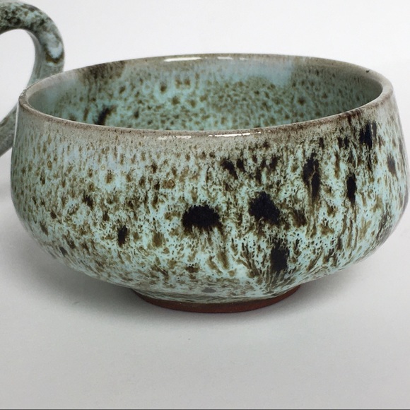 Sugar and creamer hand made speckled drip glaze green brown EUC unique vintage - Picture 12 of 16